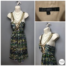 Coast Sleeveless Gold Sequinned Silk Stunning Occasion Dress UK 14 EUR 42 US 10