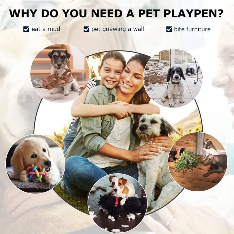 Parque infantil para perros mascota perro cerca 24"/32"/40" altura 8/16/24/32 paneles metal perro pluma Foto 2 de 4