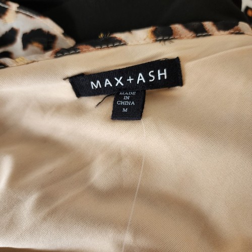 NWT MAX + ASH Brown Animal Print V Neck Ruffle Lined Dress Size M - Picture 7 of 8