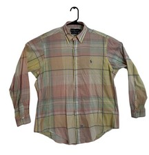 Vintage Polo Ralph Lauren 90's Pink Pastel Plaid Colorway Singapore Size L Mens