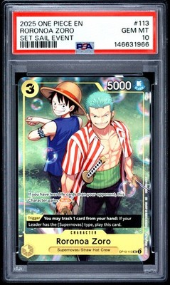 2025 ONE PIECE PROMOS SET SAIL EVENT #113 RORONOA ZORO PSA 10 | eBay