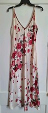 Vintage California Dynasty Nightgown Slip Dress Floral Print Bias Cut Sz M-L