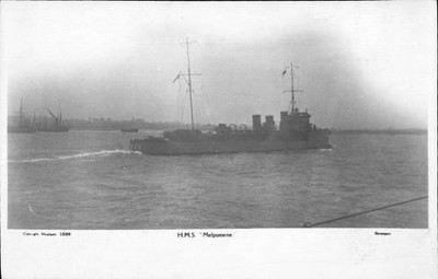 British Royal Navy Battleship Hms Melpomene Shipping Naval Old Photo