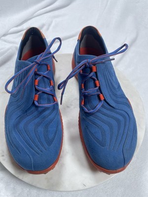 Ecco Men's Athletic Sneakers sz11W Blue Wave Design Orange laces & Outsole Golf