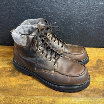 Skechers SN 6643 Brown Leather Moc Toe Ankle Work Boots Mens Size 11