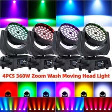 1/2/4PCS 36x10W RGBW 4in1 LED Zoom Moving Head 360W Wash Stage Light DMX Show DJ