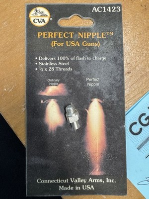 CVA Stainless Steel Perfect Nipples AC1423 For Muzzle Loader 1/4x28 Threads USA