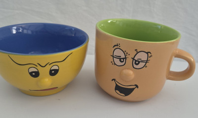 Trade Winds Expression Tasse & Schale Set Bunt Lustig Gesicht Neuheit Set 