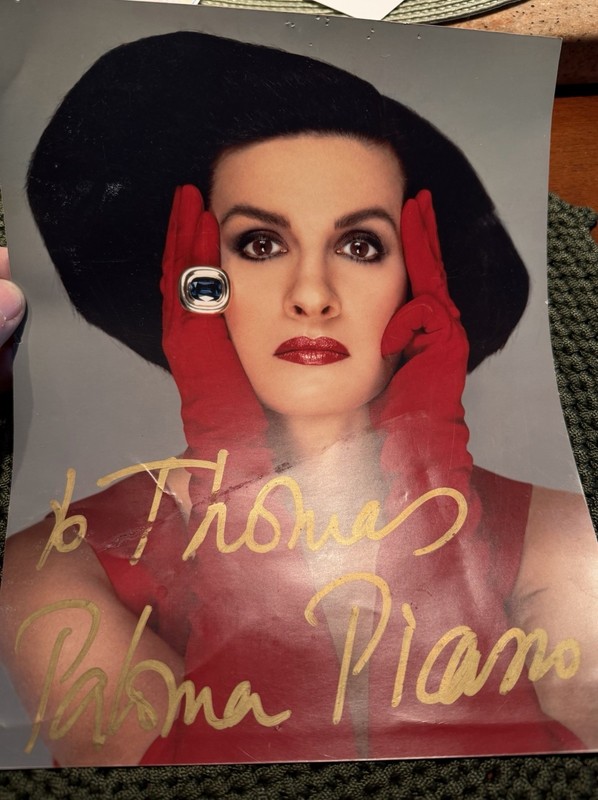 Autographed Photo  by Paloma Picasso with Gold Marker Inscription Signed