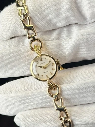 (18K Gold) Vintage Rolex Lady Art Deco Cocktail Watch 10mm Antique Bracelet