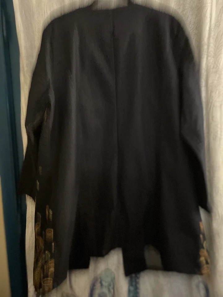 Chaqueta vaquera larga para mujer Jessica London 20 W lavado oscuro con bordado Foto 2 de 4