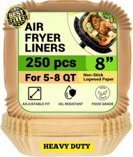 250 Pcs Air Fryer Liners Square 20-25 Cm Disposable Air Fryer Paper for 5–8 Litr
