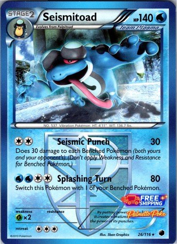 Seismitoad (Team Plasma) 26/116 Rare Plasma Freeze Pokemon NM/LP
