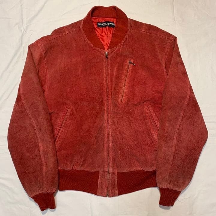 Katharine Hamnett London Vintage Red Leather Jacket Men's Casual Size M JAPAN