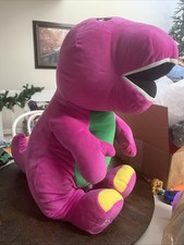 Fisher Price Large Jumbo Talking 24  Barney Purple Dinosaur Plush Stuffed Animal