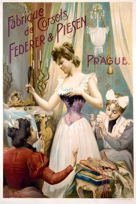Vintage Prague Corset Ad Poster - 1890s Retro Art   ! 24x36  - Rare Reprint