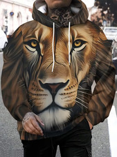 Lion 3D Print Hoodie - Youth  Adults