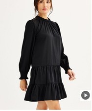 Black Nine West Tiered Mini Long Sleeve Party Dress Women's Size Large