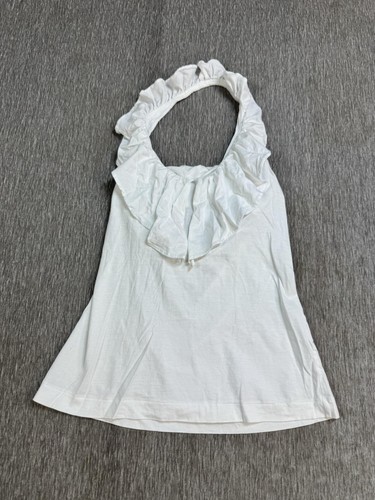 Lilly Pulitzer Top Womens XS White Ruffle Halter Tank 100% Pima Cotton Jersey