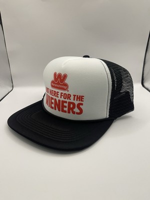 Just here for the wieners… 
Wienerschnitzel Trucker Hat Just Here For The Wieners Trucker Hat | Postmates main image 2