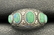 New Condition Sterling Silver Turquoise 4 grams 5 Stone Band Ring Size 7