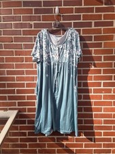 Teal Floral Button-Front Dress Perfect for Everyday Wear - Size 3X