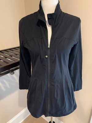 lucy activewear  workout shirt jacket full zipper black medium m pockets