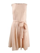 Tommy Hilfiger Women's Belted Sleeveless Pleated Dress (6, Nude) 190607972128