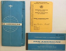 1959 Pan Am American Vintage Plane Ticket, Folder Passport - US Guatemala