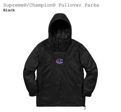 18SS New Supreme Champion Pullover Parka BLACK S Size Supreme 