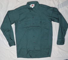 DICKIES MENS WORK SHIRT GREEN 15-15 1/2 X 35 VINTAGE USA MADE 65/35 WORKWEAR NEW