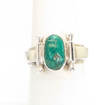 Sterling Silver 925 Ring Green Turquoise Band R539-FOX1476