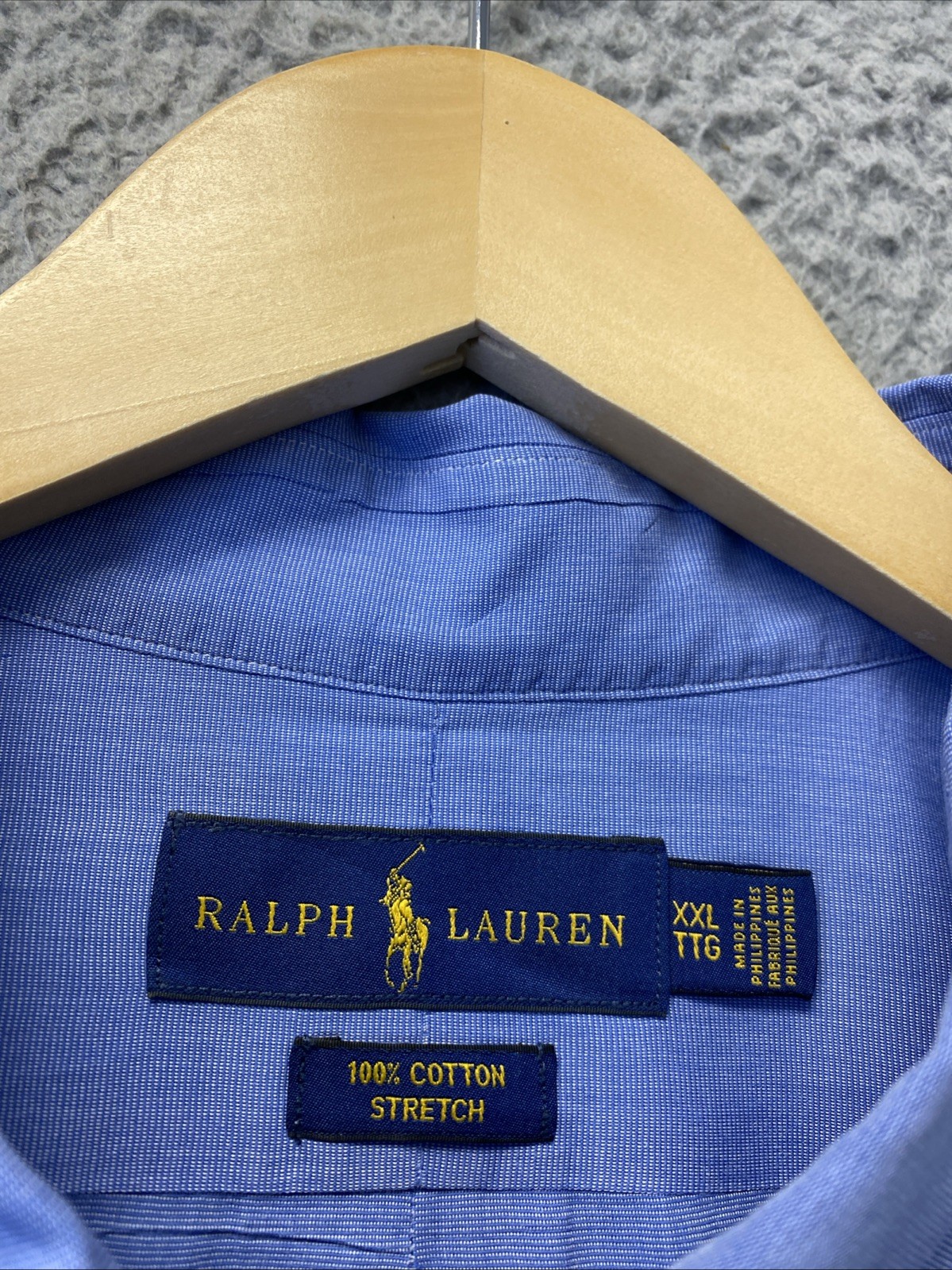 Camicia Ralph Lauren cotone uomo XXL logo pony manica lunga blu 136 4