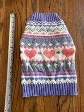 Dog Sweater Pink Purple White Hearts Size Small