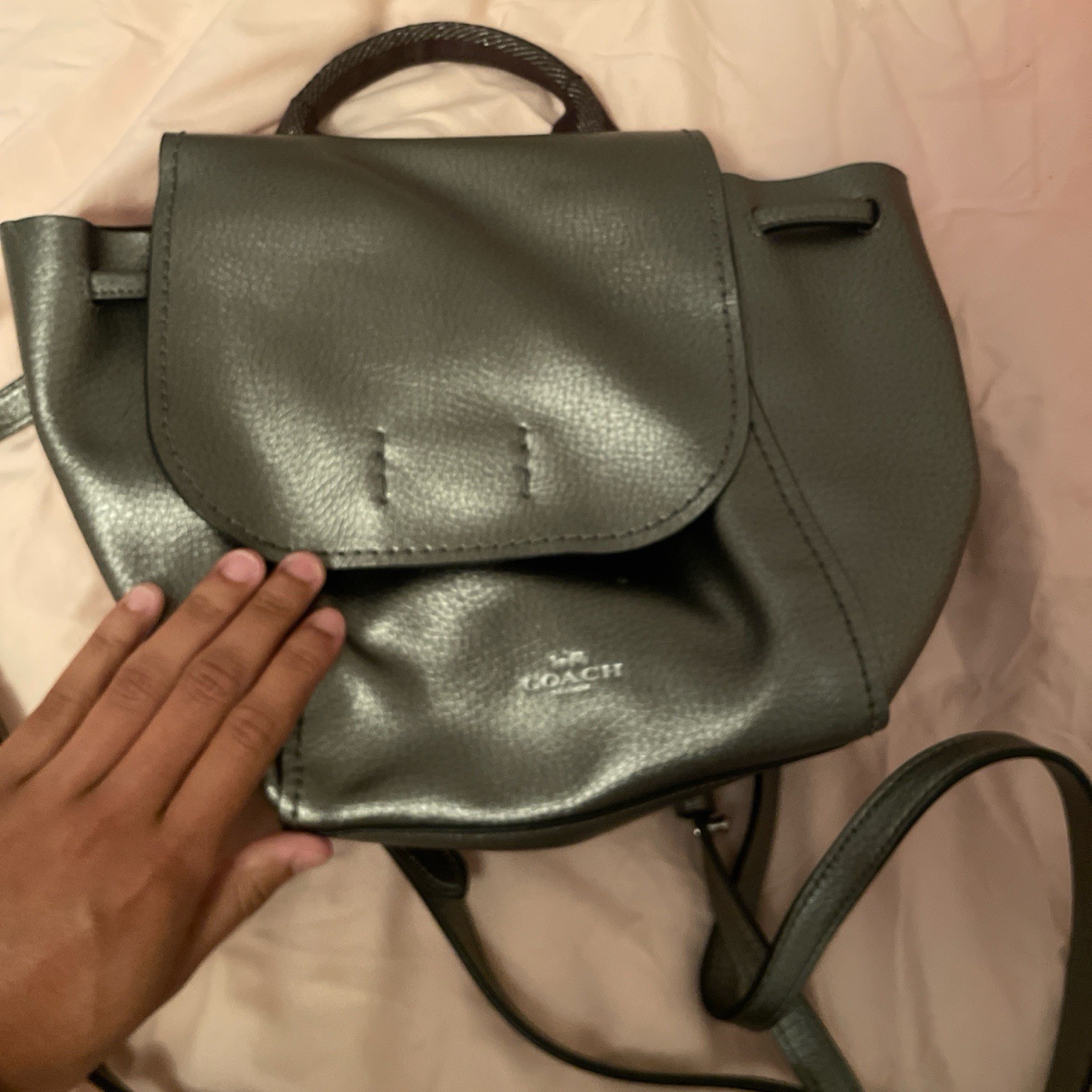 Coach Mini Backpack Leather, Black, Clip Close, S… - image 1