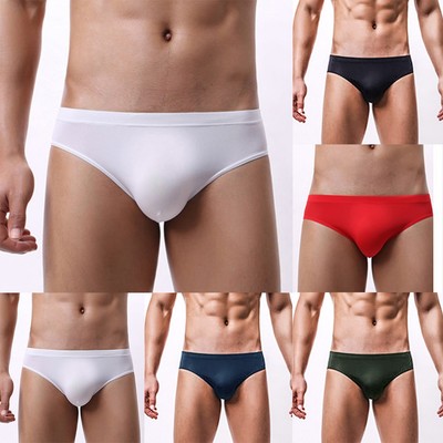 Comfortable Men's Seamless Briefs Breathable Underwear Low rise Ice Silk M~2XL
