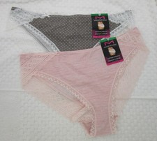 NWT set of 2 MAIDENFORM cotton stretch TANGA dmcs59 PINK lace GRAY DOTS LARGE/7