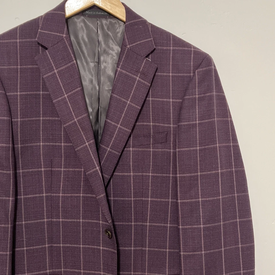 Calvin Klein мужской блейзер размер 42R фиолетовый клетку костюм куртка спортивное пальто - Изображение 3 из 4