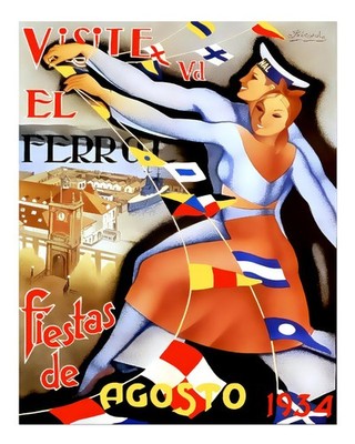 Vintage Spanish Travel Poster Wall Art - El Ferrol 1934 Fine Art Print
