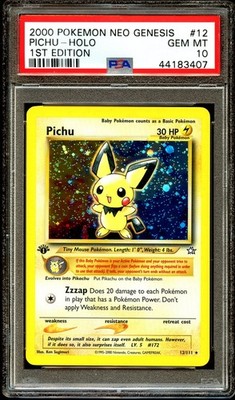 PSA 10 GEM MINT Pichu 12/111 HOLO RARE Neo Genesis 1ST EDITION
