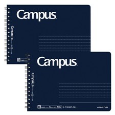 Campus Twin Ring Notebook Half Dotted B Ruled B6 Deformation Navy 50 Sheets 2set