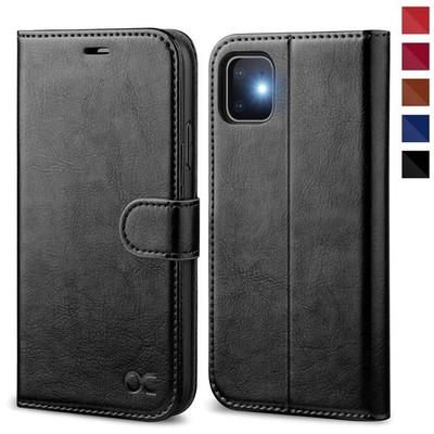 OCASE iPhone 11 Hülle, Premium PU Leder 11 Case 6,1 Zoll, Schwarz 