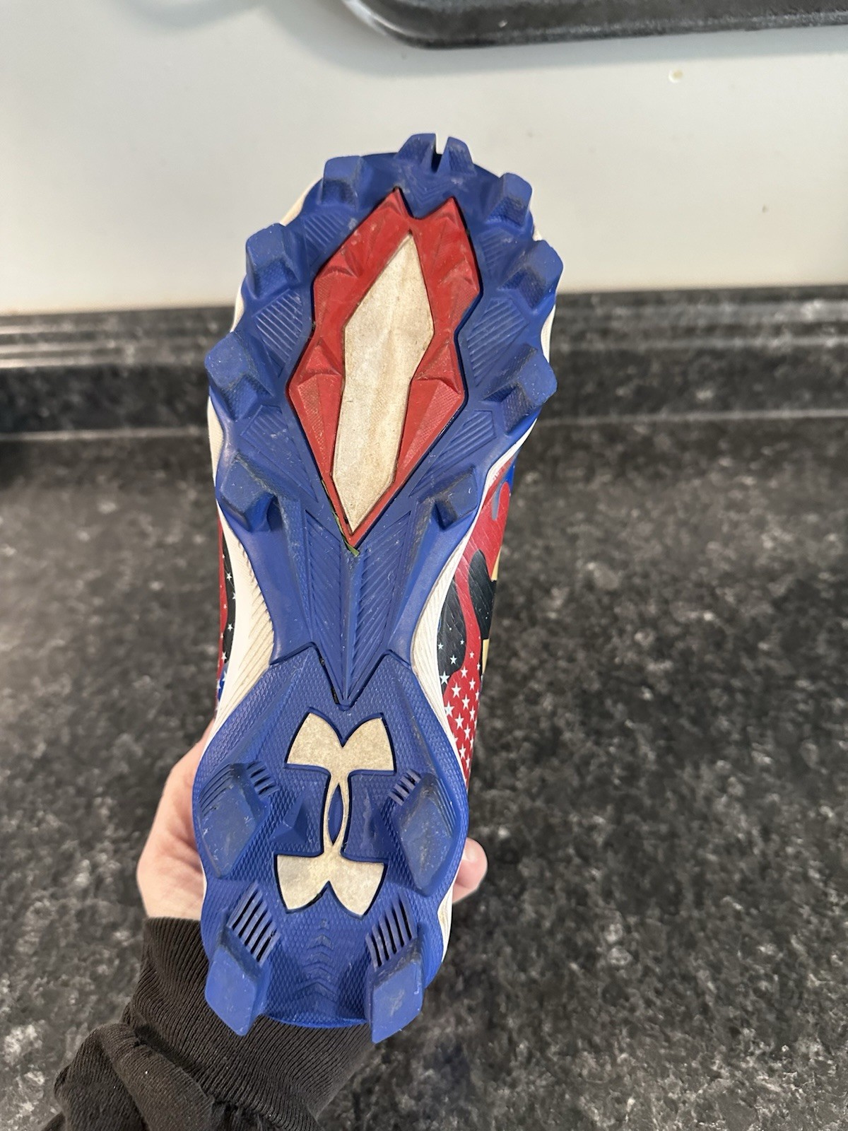 Under Armour UA Spotlight Franchise 4 RM Football Cleats Size 6Y Flag USA Blue thumbnail 12