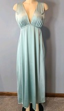 Vtg Satin Slip Dress Sz Small Chemise Maxi 1960s Goddess Empire Waist Fairy
