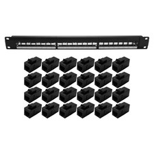 2X 19Inch 1U Cabinet Rack Pass-Through 24 Port CAT6 Patch Panel RJ451949