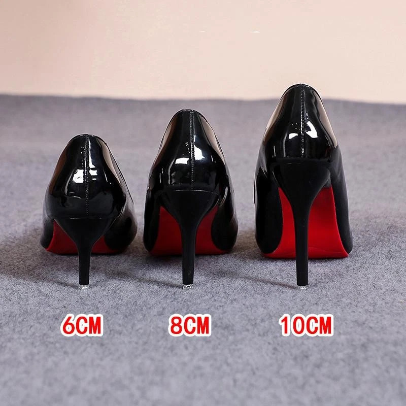 Sexy Pointed Toe Patent Leather High Heels Temperament Girl Red Sole Party Dress