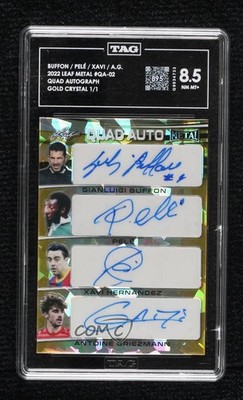 2022 Leaf Metal Quad Gold Crystals 1/1 Gianluigi Buffon Pele Pelé Auto 04uh
