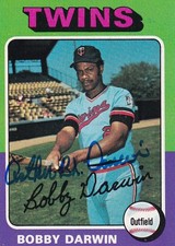 Bobby Darwin 1975 Topps SIGNED (TOUGH AUTOGRAPHED) Cubs, Dodgers, Twins