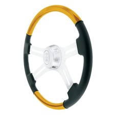 Electric Yellow Leatherwood Steering Wheel With Horn Bezel And Button