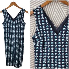 Banana Republic size 0 Cocktail Dress Sheath Navy Blue Bubble Print Career